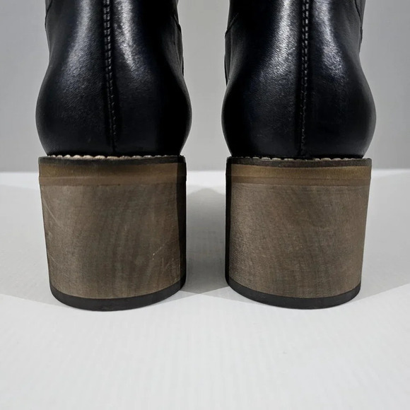NEW Free People Tabby Ankle Boot Womens EU 41Black Leather Block Heel Pull On - Picture 7 of 13